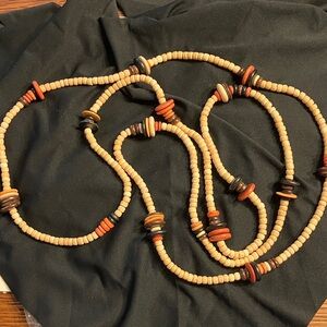 Boho Beaded Layered Necklace in Natural Beige and Earth Tones